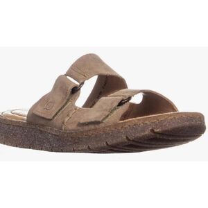Womens Born Dominica Suede Slide Flat Velcro Taupe Sandals 11 US / 43 EU